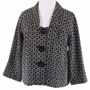 Vintage 90s Y2K Max Studio Retro Cropped Black White Swing Jacket M